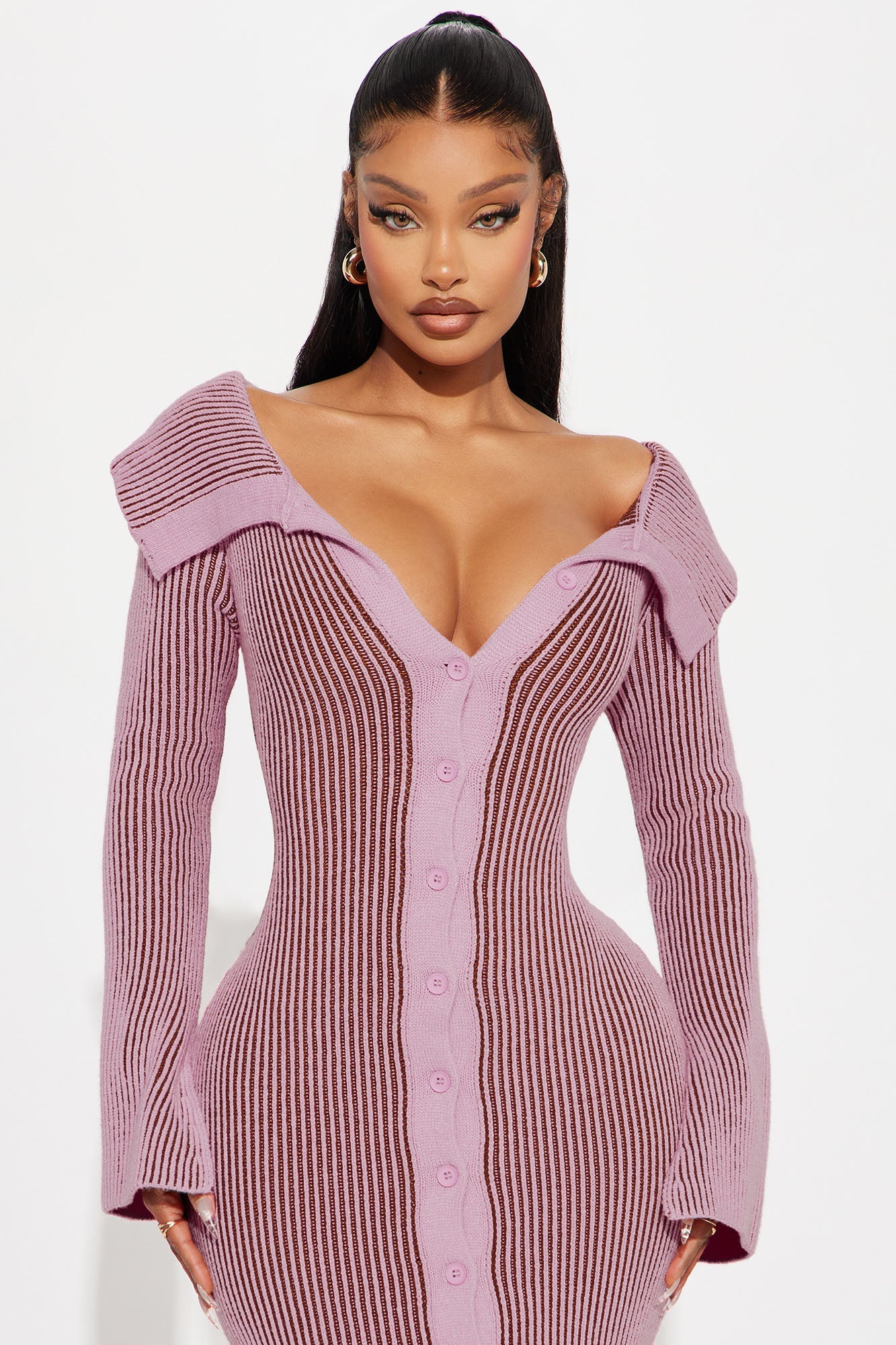 Megan Sweater Maxi Dress - Lavender/combo