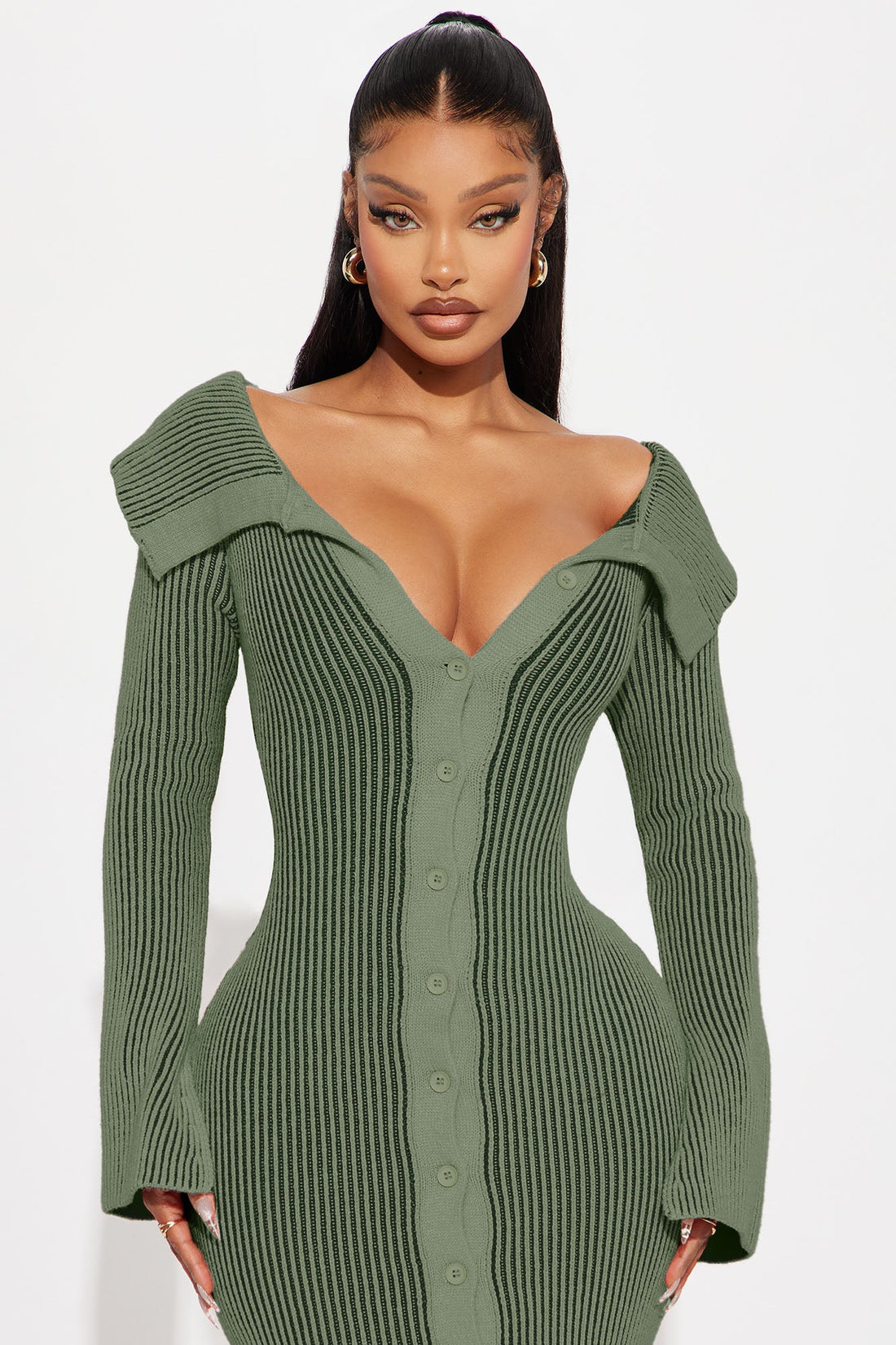 Megan Sweater Maxi Dress - Sage/combo