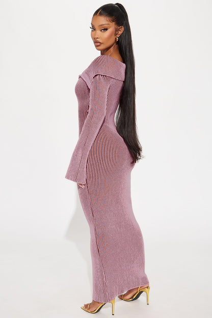 Megan Sweater Maxi Dress - Lavender/combo
