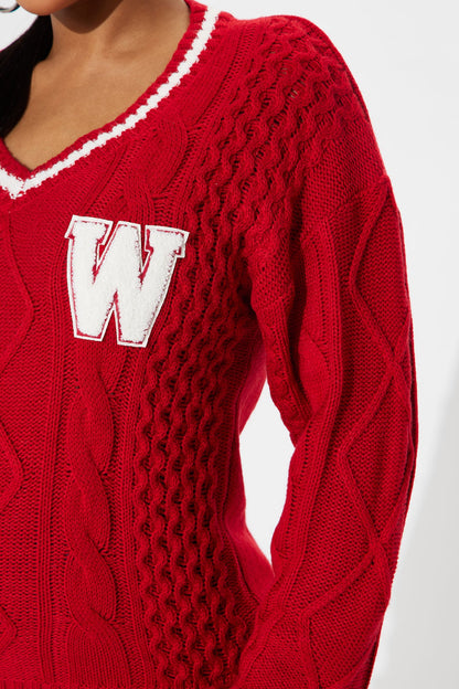 Winning Team Varsity Sweater - Red/combo