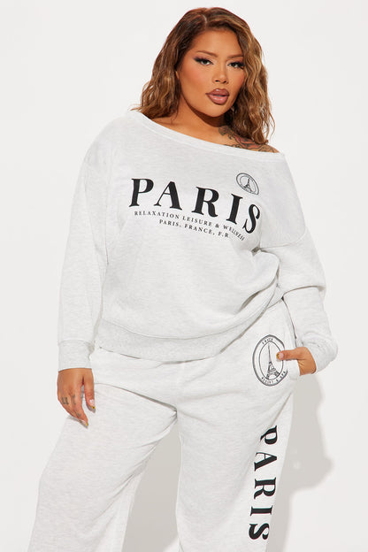 Around The World Fleece Pant Set - Heather Grey