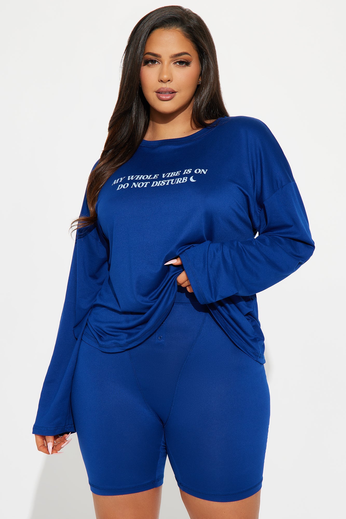 Do Not Disturb My Vibe PJ Boxer Short Set - Navy