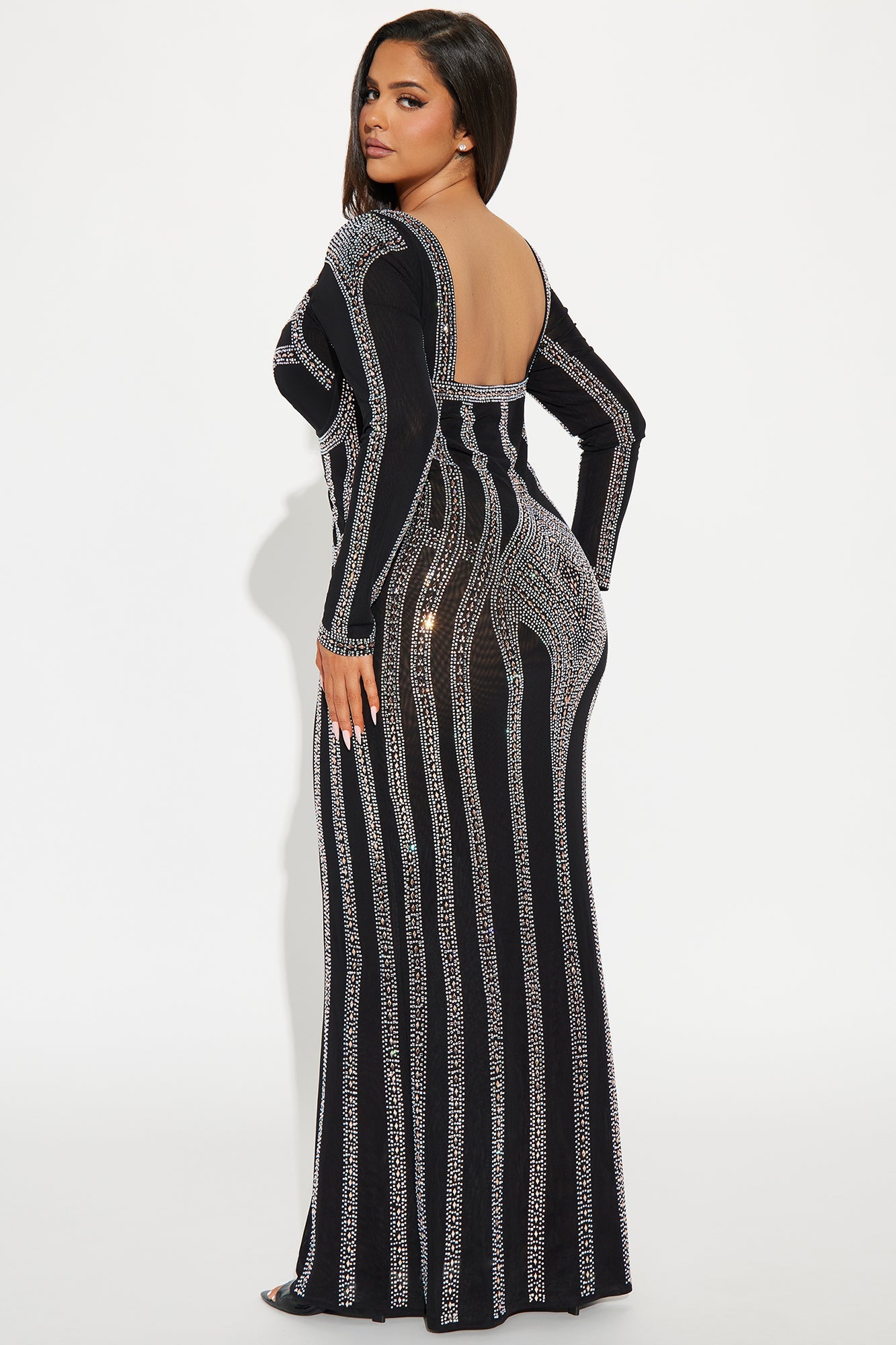 Alise Rhinestone Gown - Black