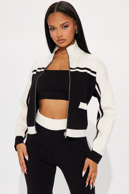 Melina Sweater Track Pant Set - Black/White