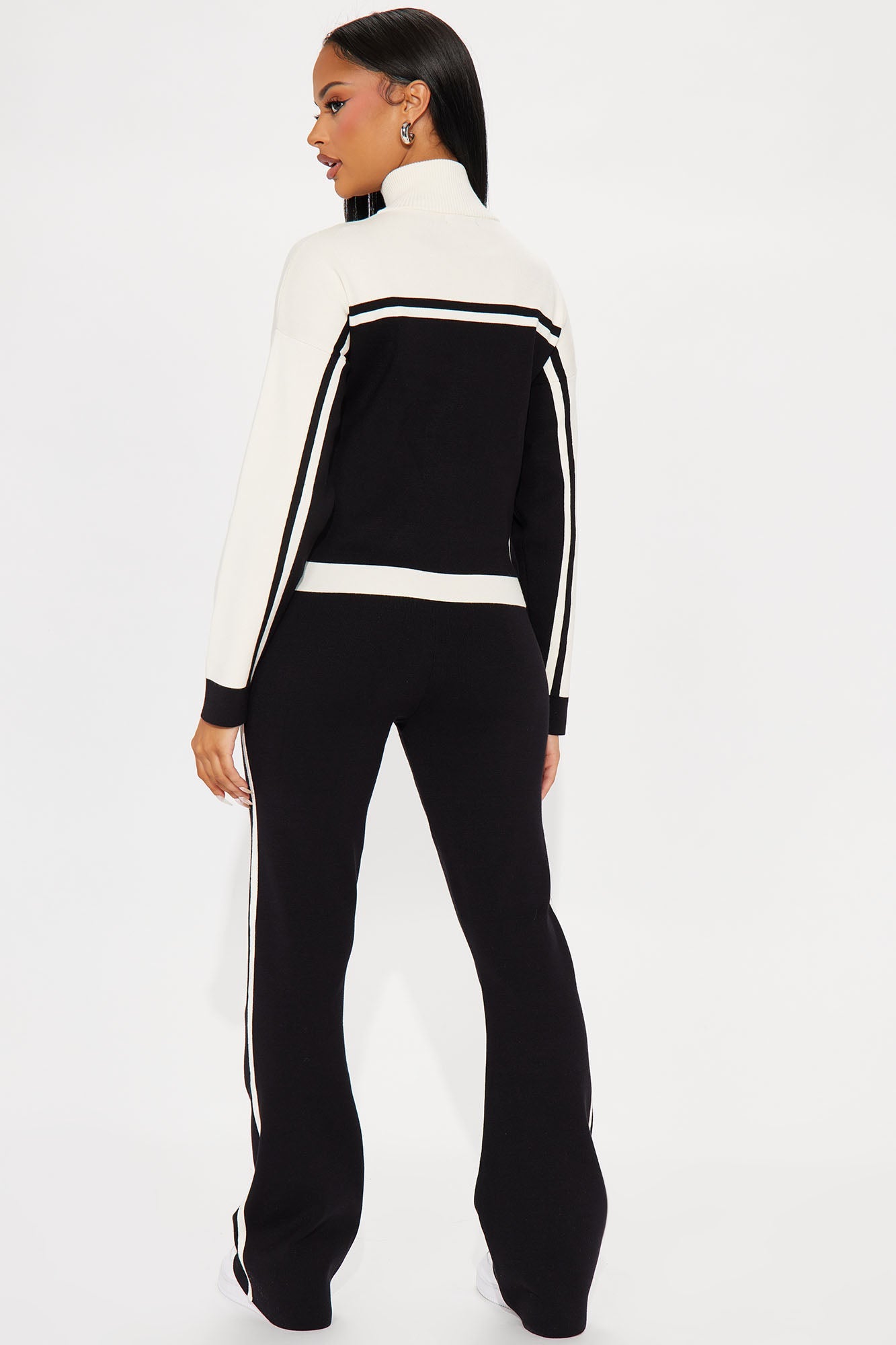 Melina Sweater Track Pant Set - Black/White