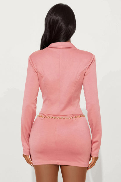 Andrea Chain Blazer Mini Dress - Blush