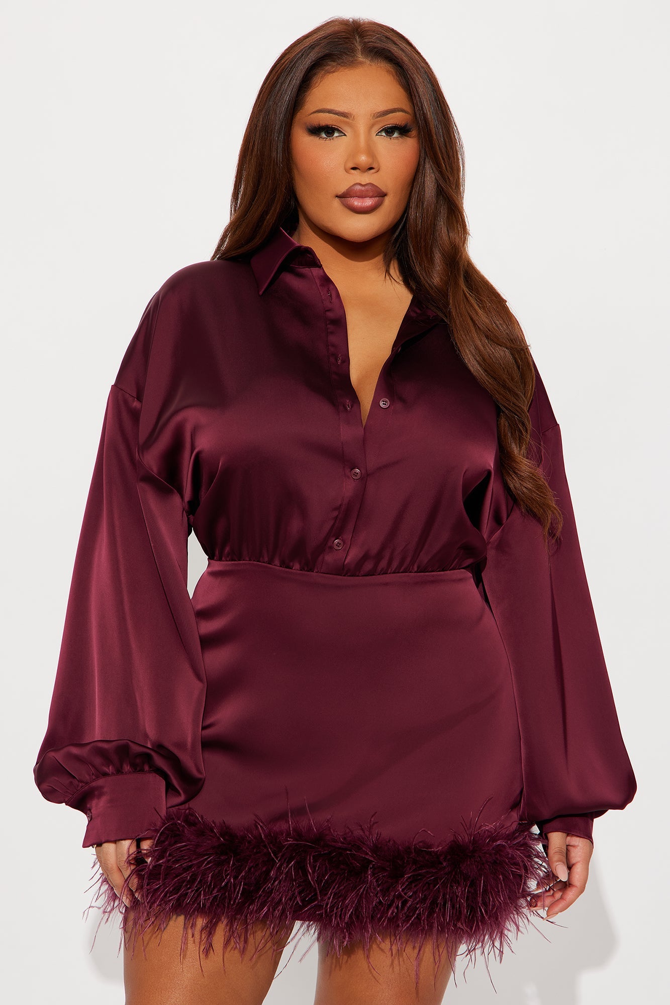 Max Level Mini Satin Dress - Wine