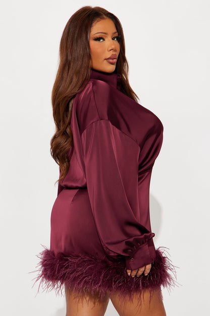 Max Level Mini Satin Dress - Wine