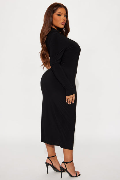 Gleaming One Shoulder Mini Dress - Black