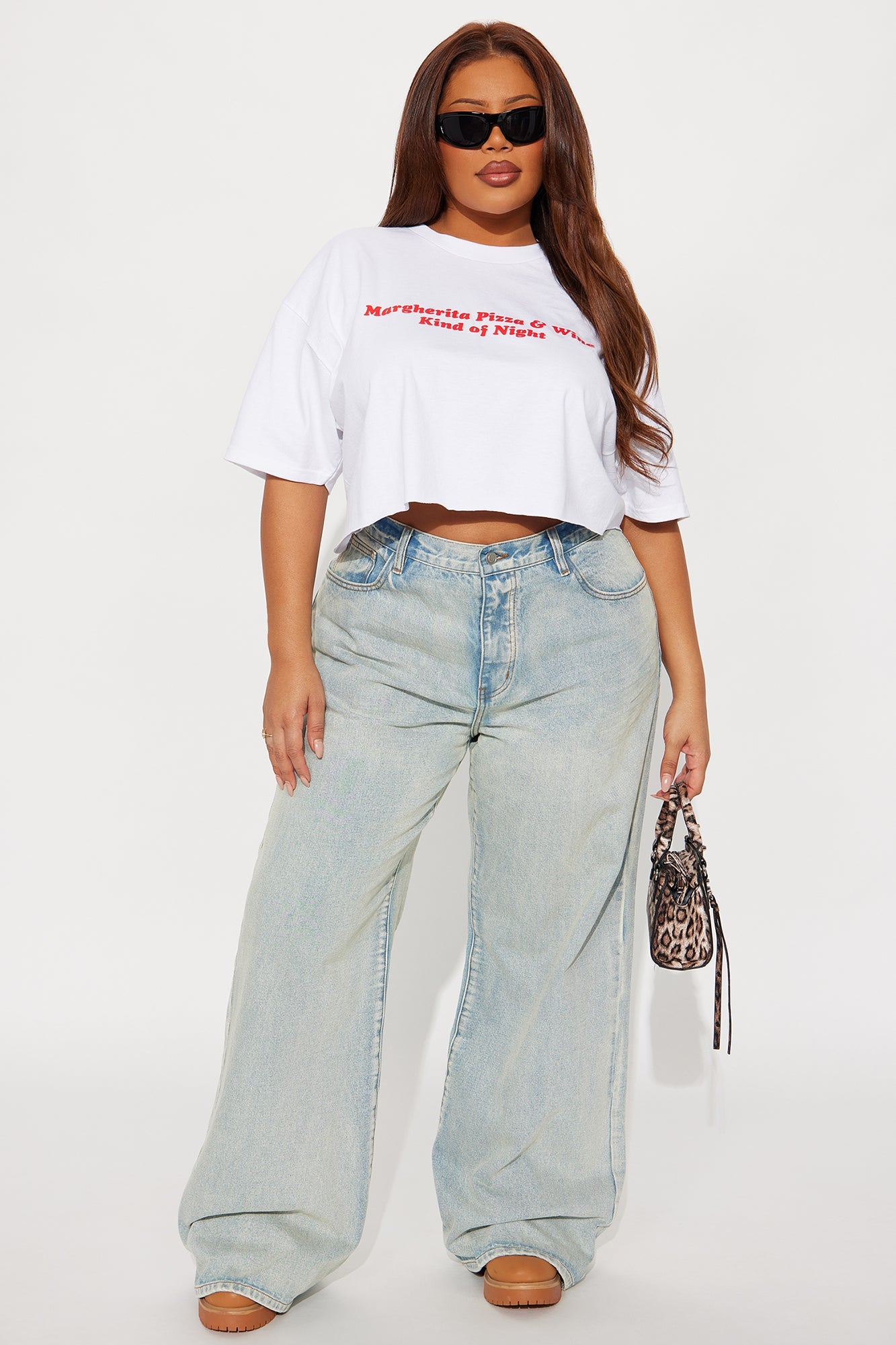 Pizza And Wine Night Cropped Tee - White