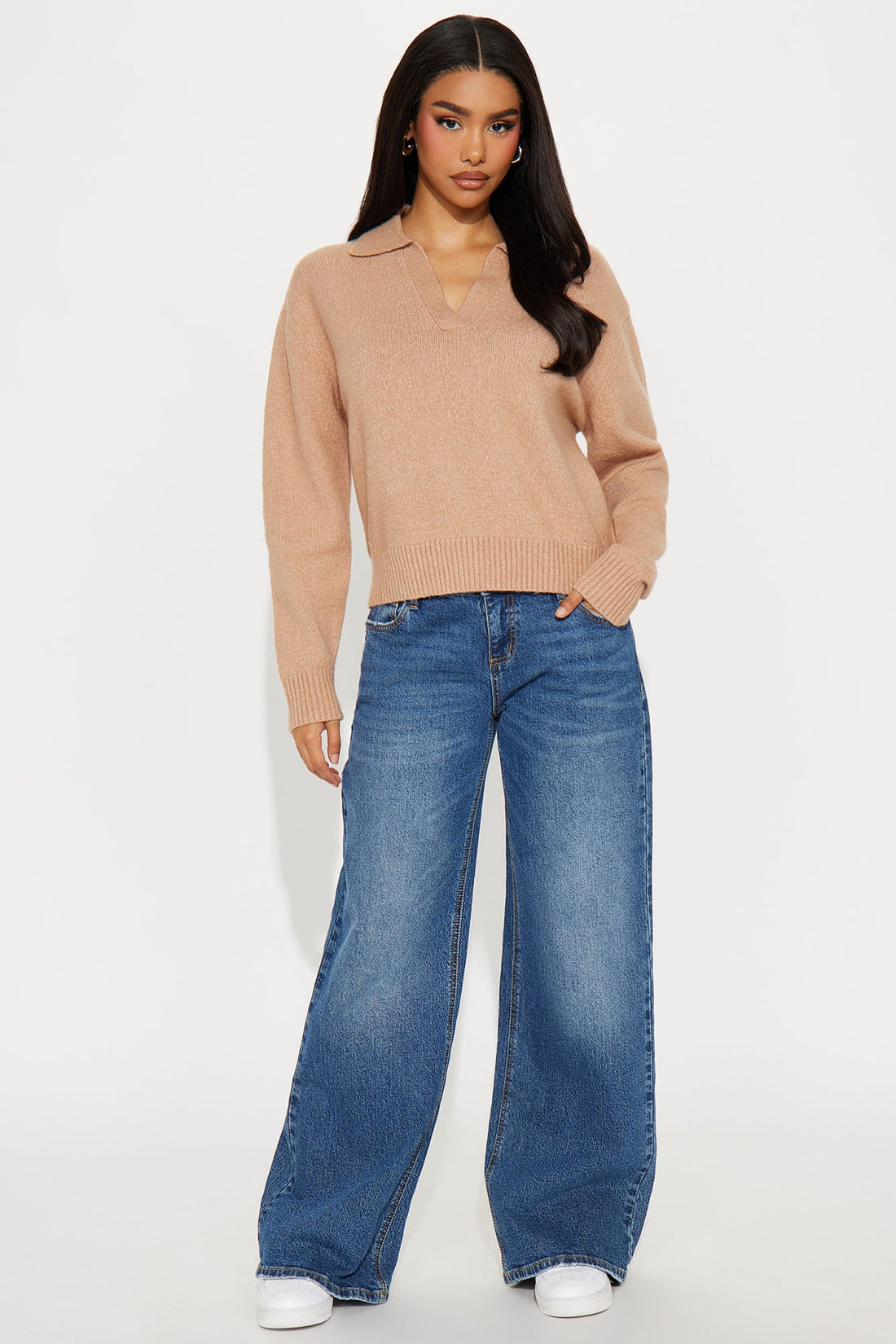 Carina Polo Sweater - Taupe