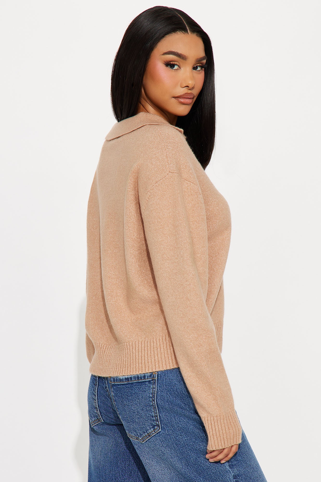 Carina Polo Sweater - Taupe