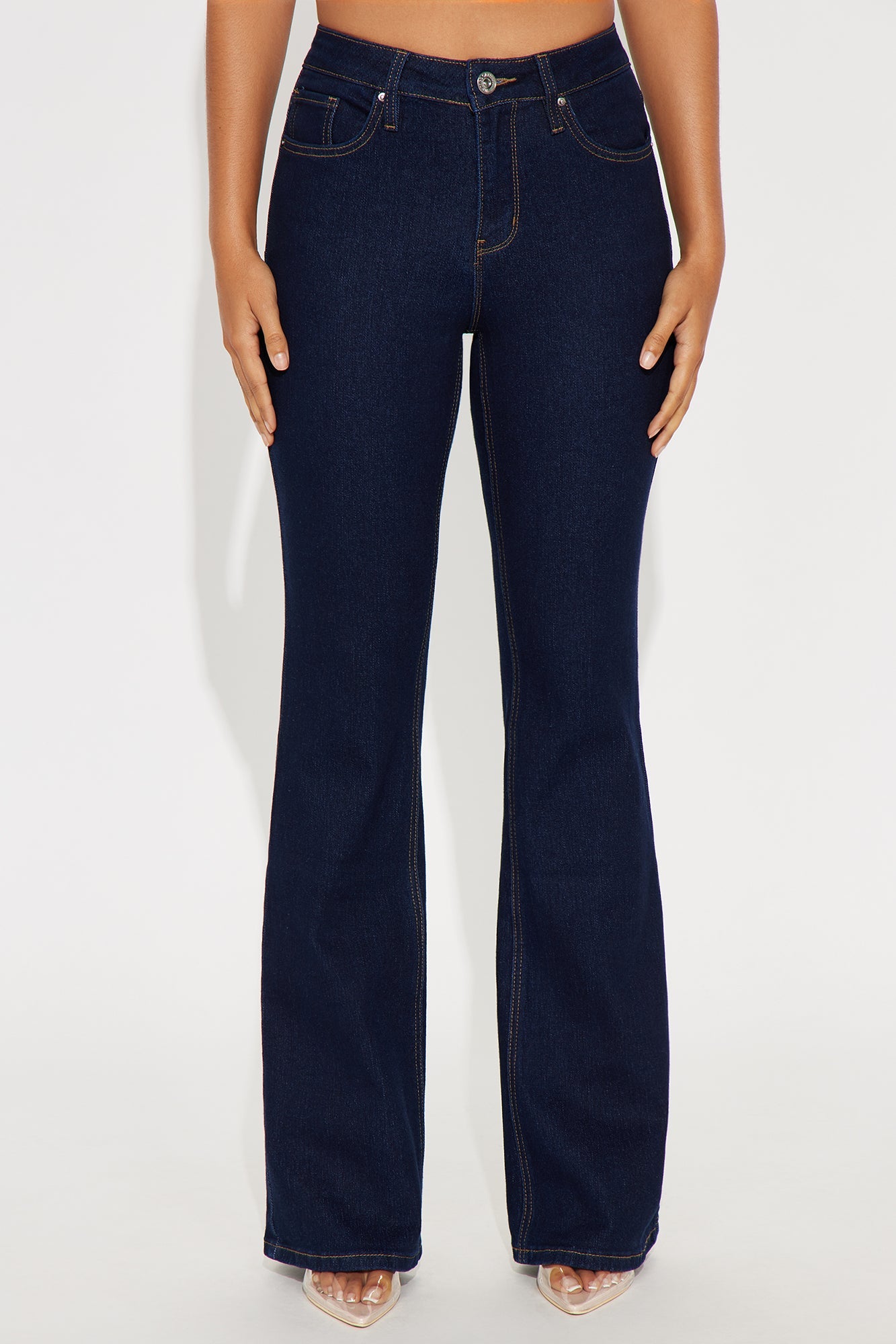 Not Your Girl Stretch Mini Flare Jeans - Dark Wash