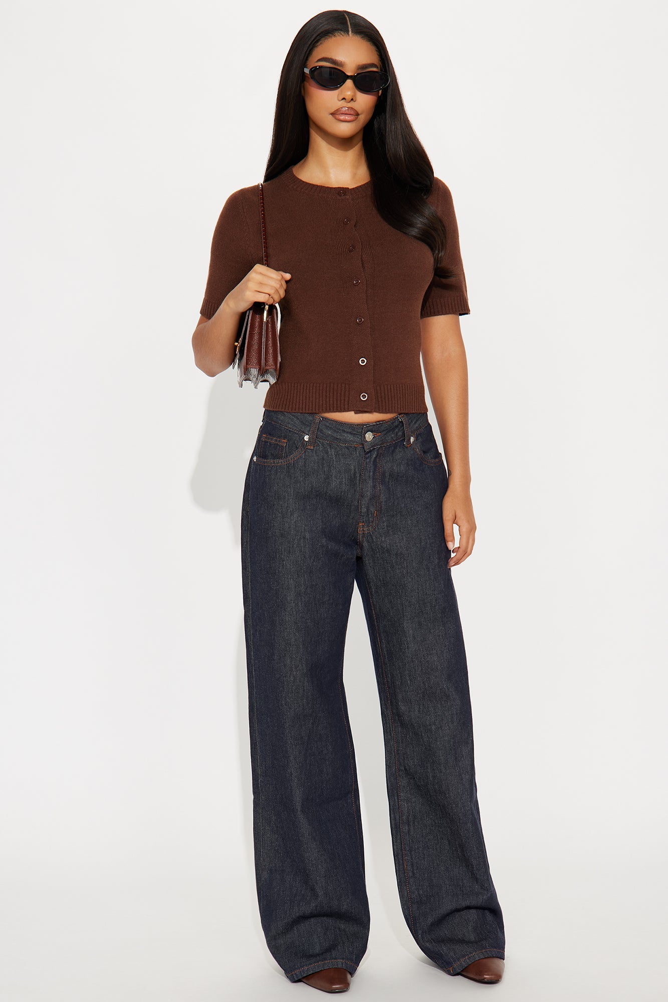 Too Cute Short Sleeve Cardigan - Chocolate