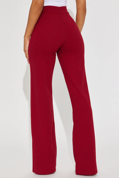 Call It Even Wide Leg Dress Pants - Burgundy