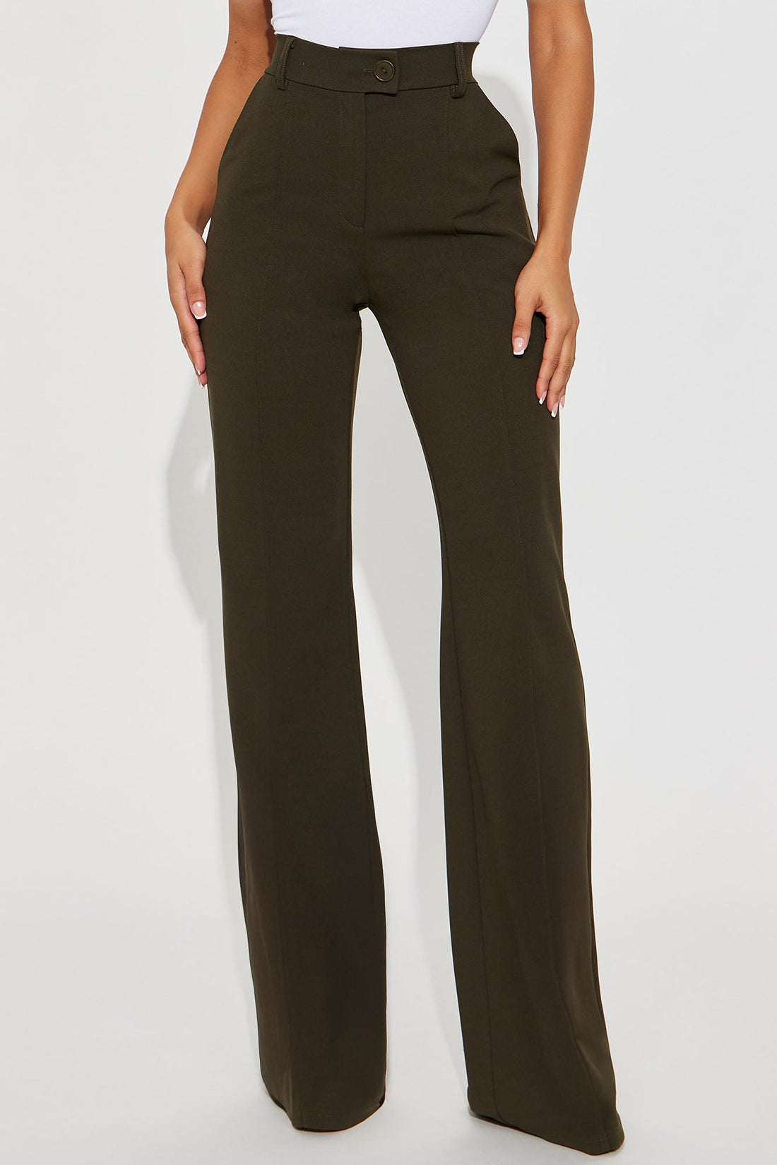 Tall Heidi Wide Leg Trouser Pant - Olive