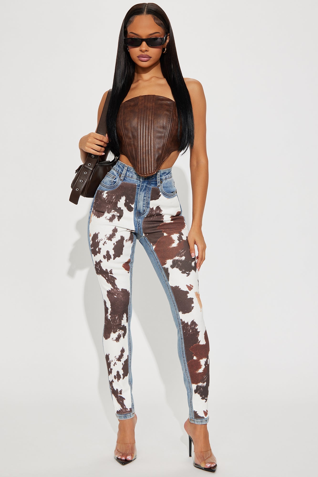 Spotted In Town Animal Print Skinny Jeans - Medium Wash