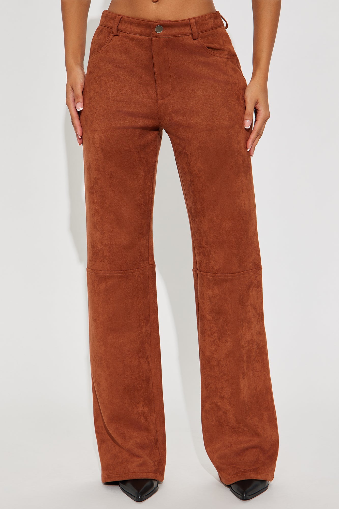 Gianna Faux Suede Wide Leg Pant - Camel
