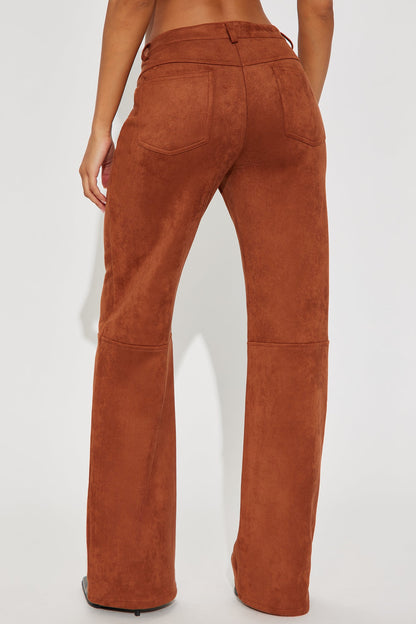 Gianna Faux Suede Wide Leg Pant - Camel