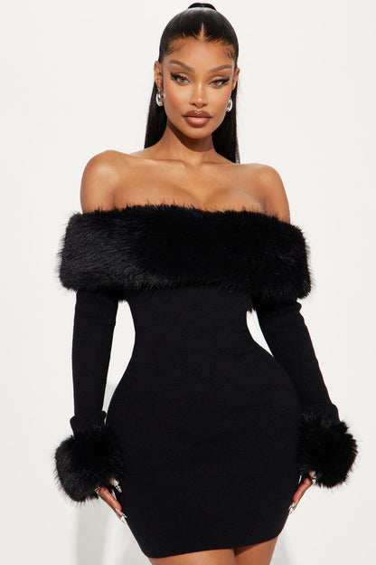 So Purrfect Sweater Mini Dress - Black
