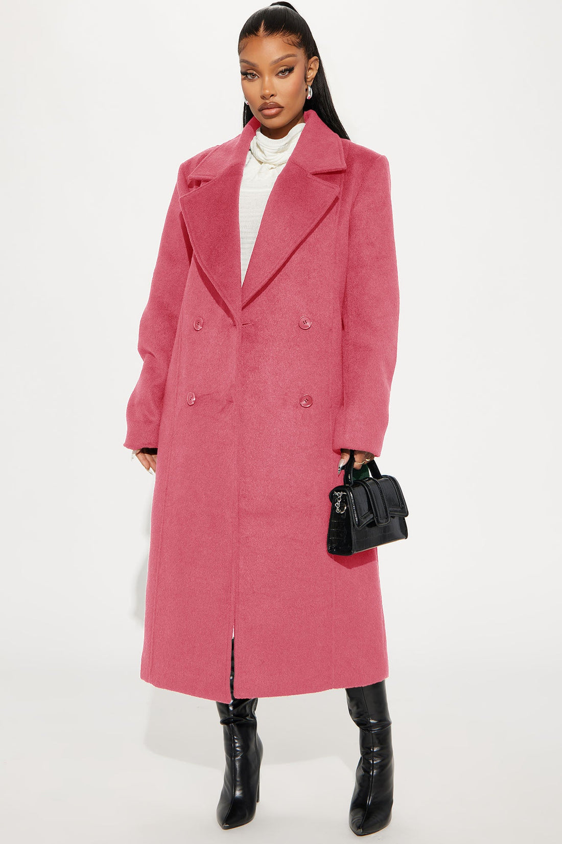 Melonie Wool Trench Coat - Bubblegum Pink