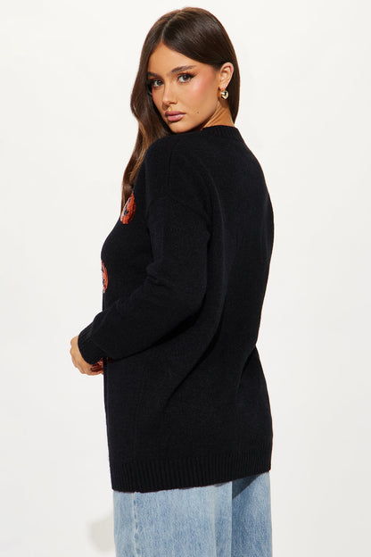 Pumpkin Queen Sequin Sweater - Black/combo