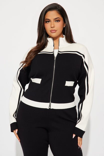 Melina Sweater Track Pant Set - Black/White