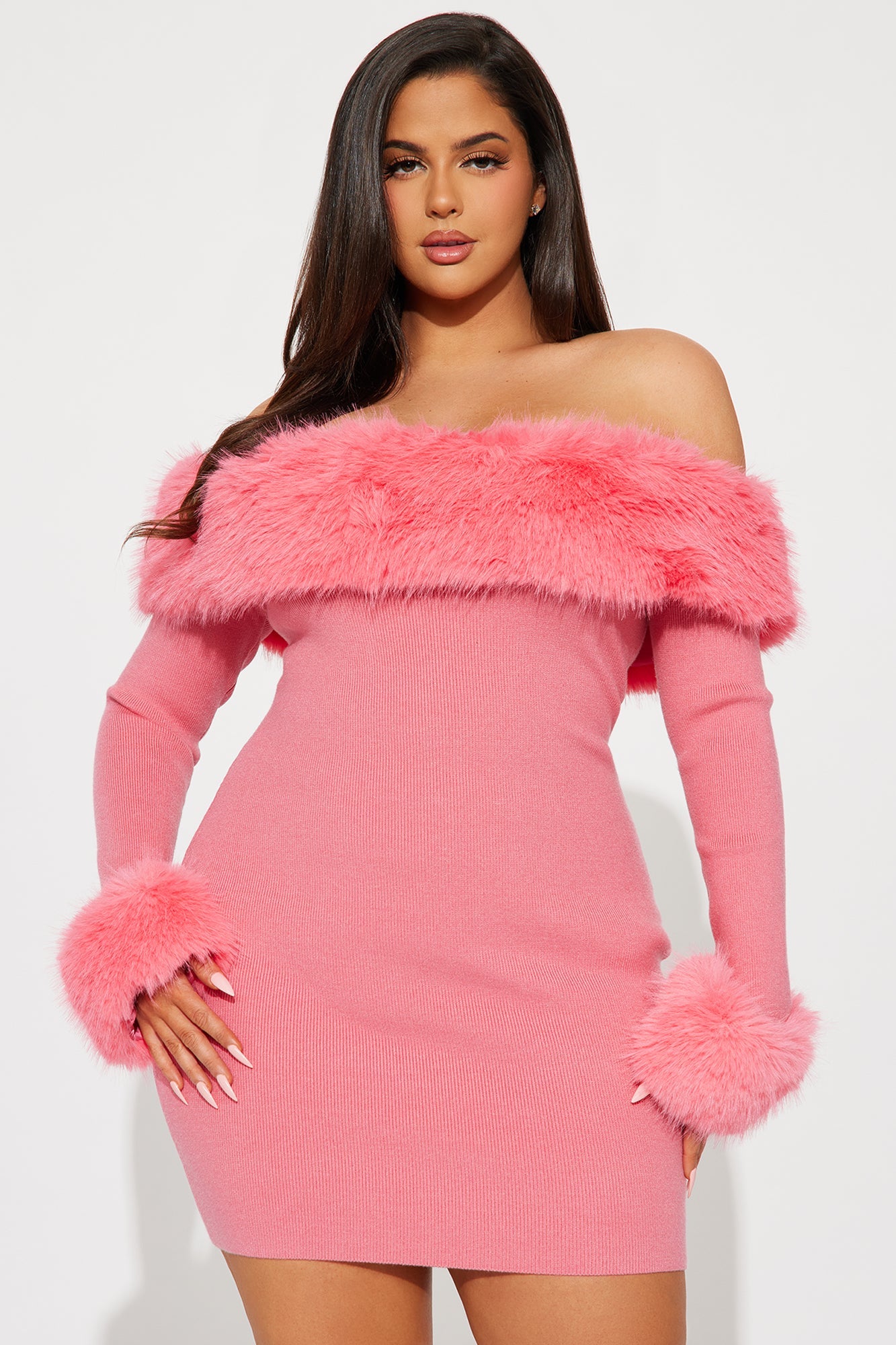 So Purrfect Sweater Mini Dress - Pink
