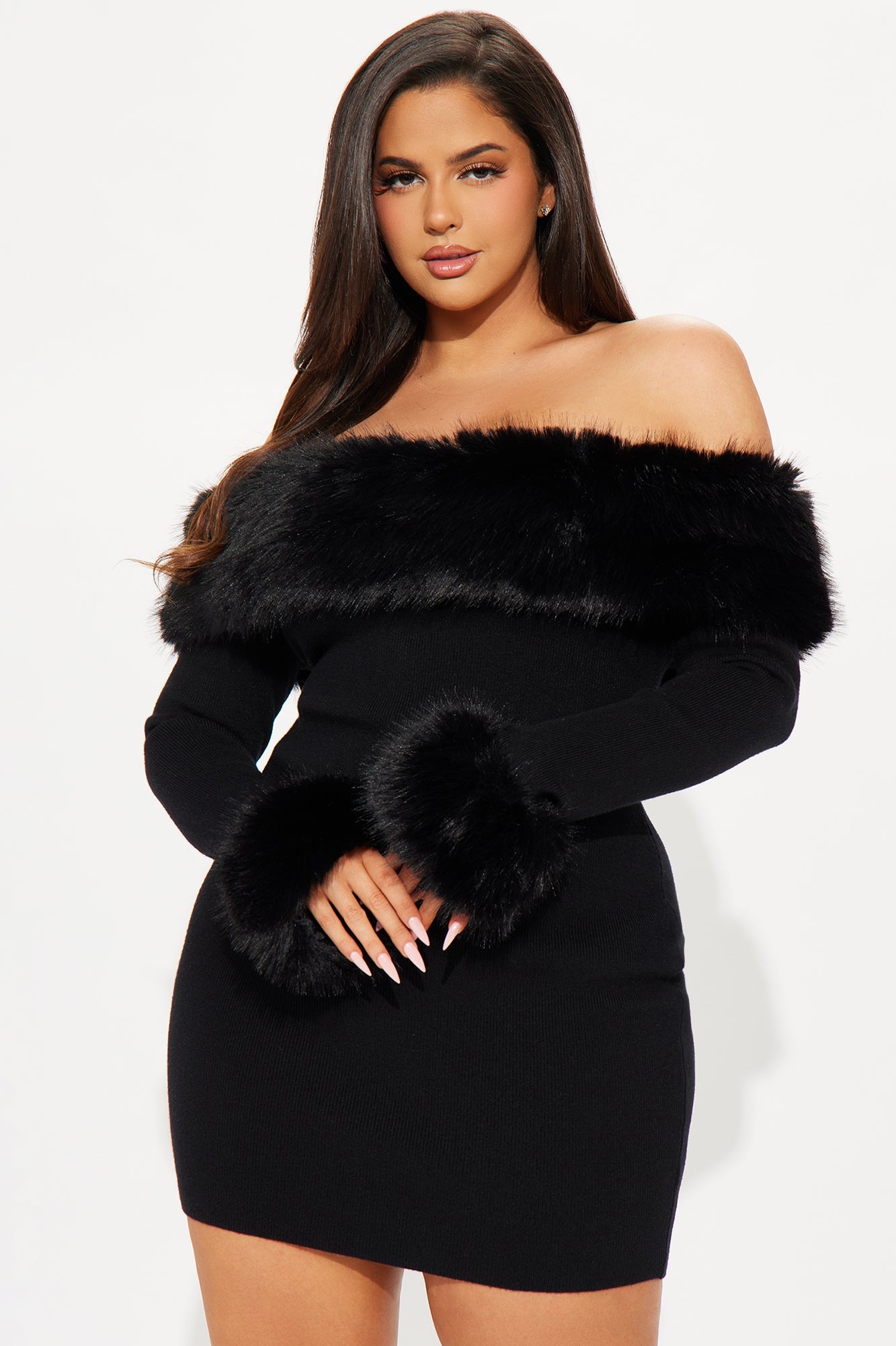 So Purrfect Sweater Mini Dress - Black