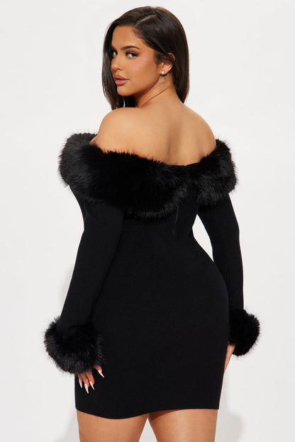 So Purrfect Sweater Mini Dress - Black