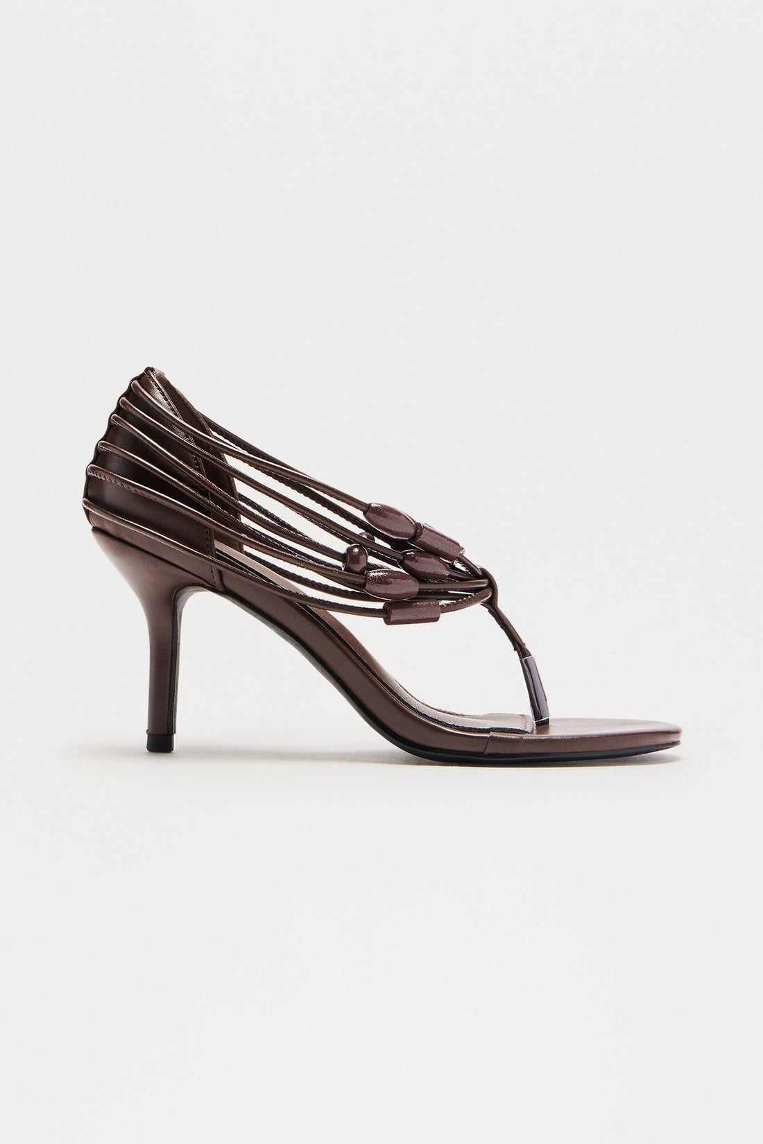 Philo Beaded Thong Heels - Chocolate