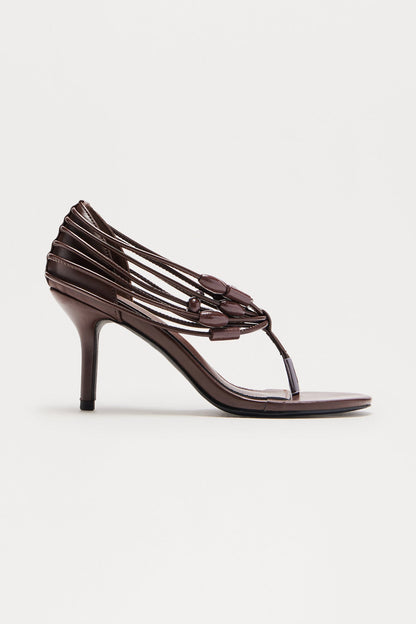 Philo Beaded Thong Heels - Chocolate