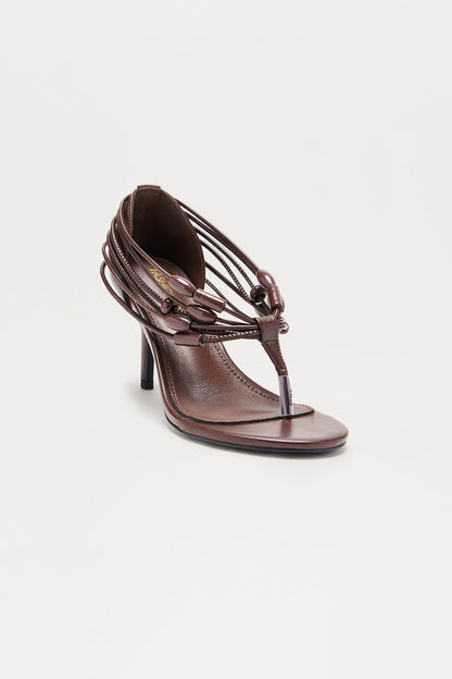 Philo Beaded Thong Heels - Chocolate