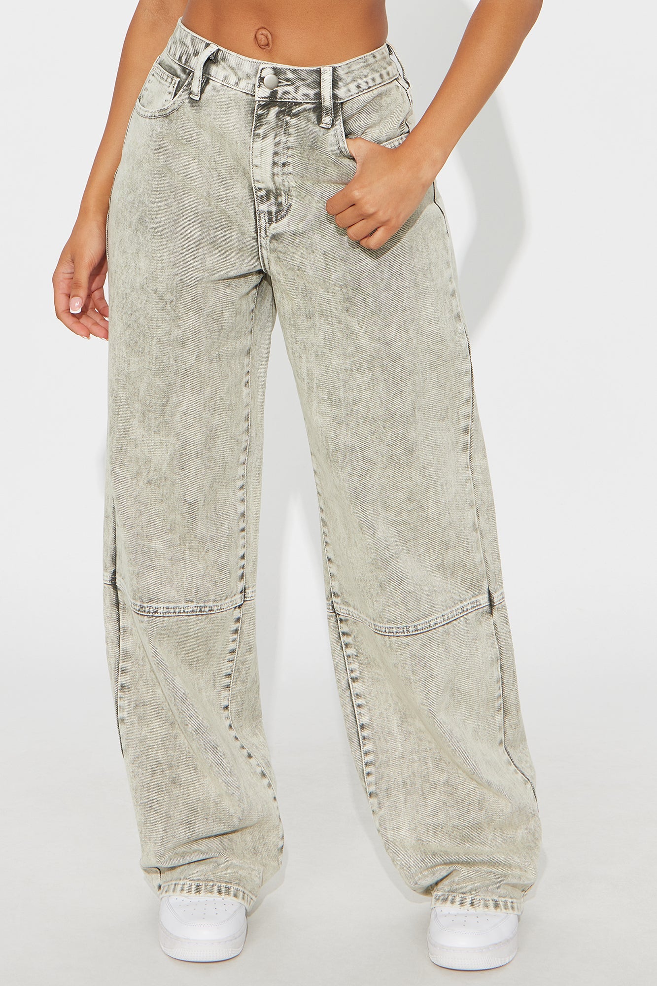 Zoraya Wide Leg Jeans - Acid Wash Grey
