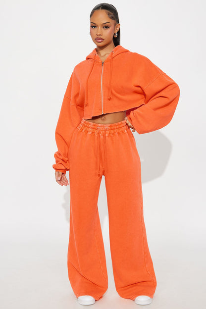 On The Go Fleece Pant Set - Orange