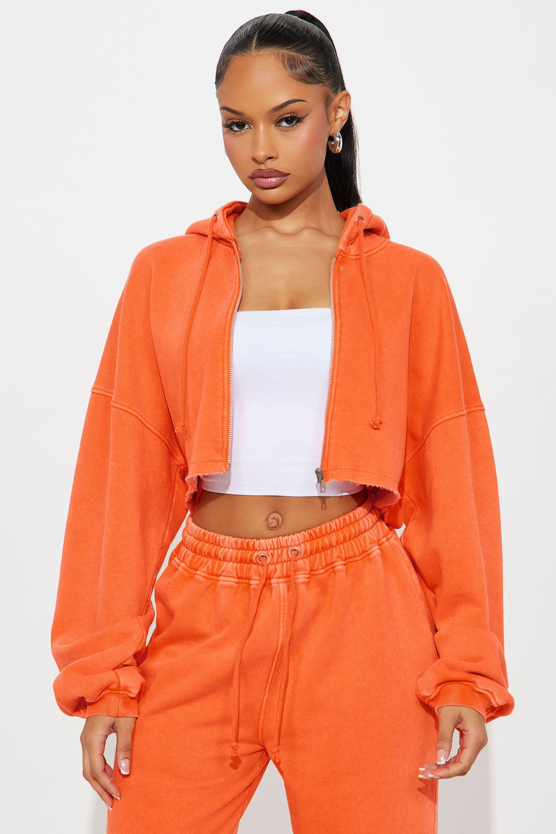 On The Go Fleece Pant Set - Orange