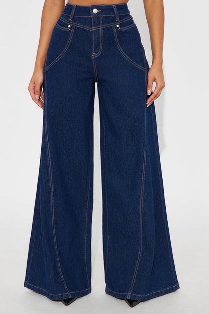 Americano Stretch Super Wide Leg Jeans - Dark Wash