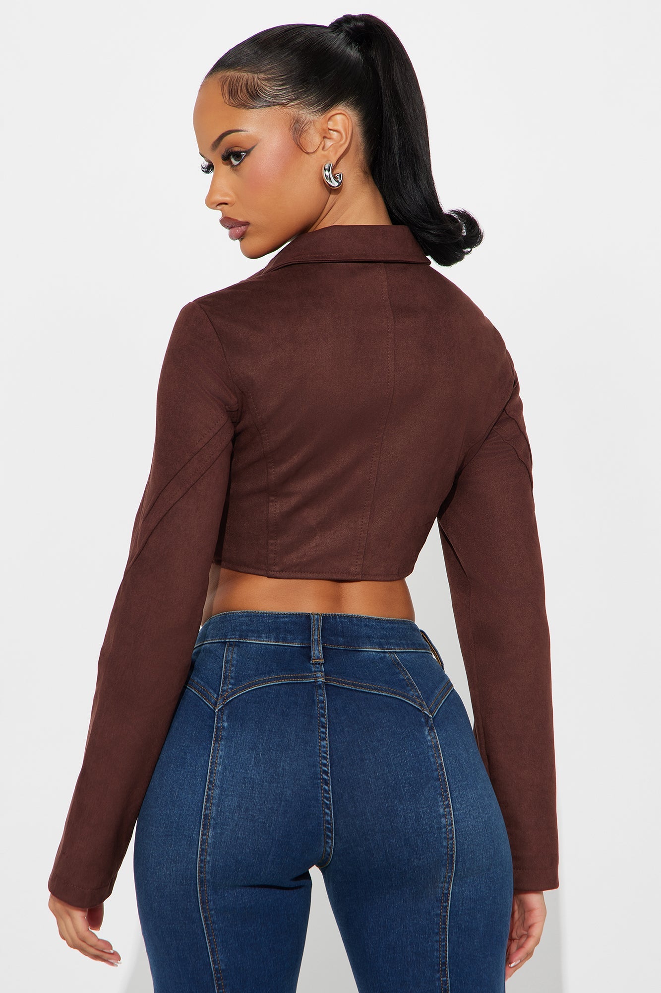 Western Swing Faux Suede Top - Chocolate