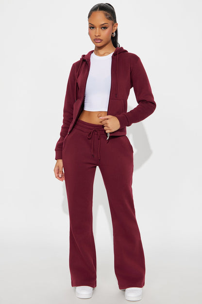 Candice Zip Up Hoodie - Burgundy