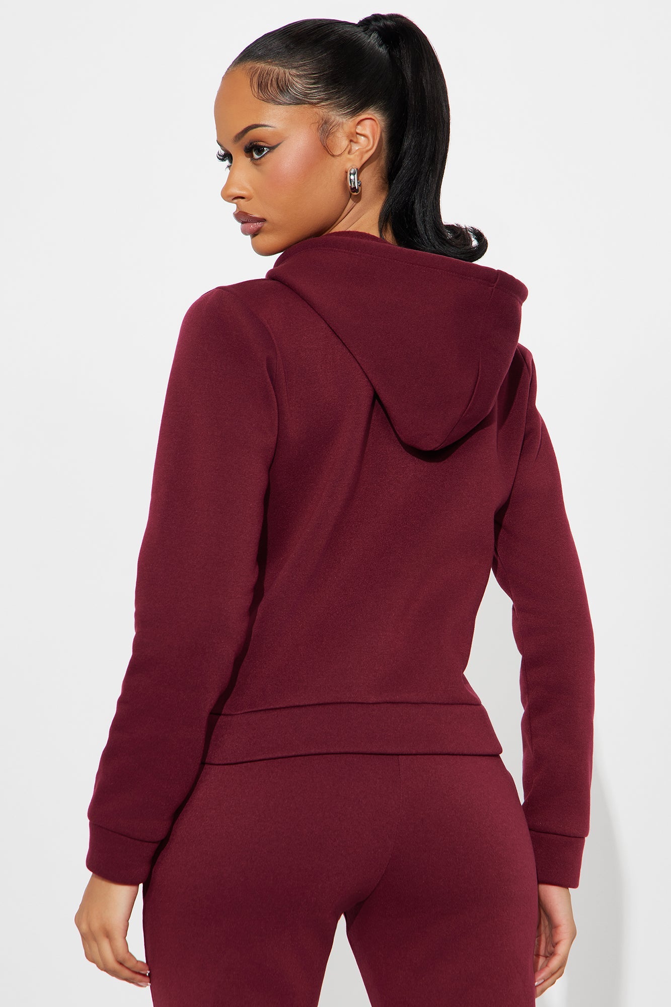 Candice Zip Up Hoodie - Burgundy