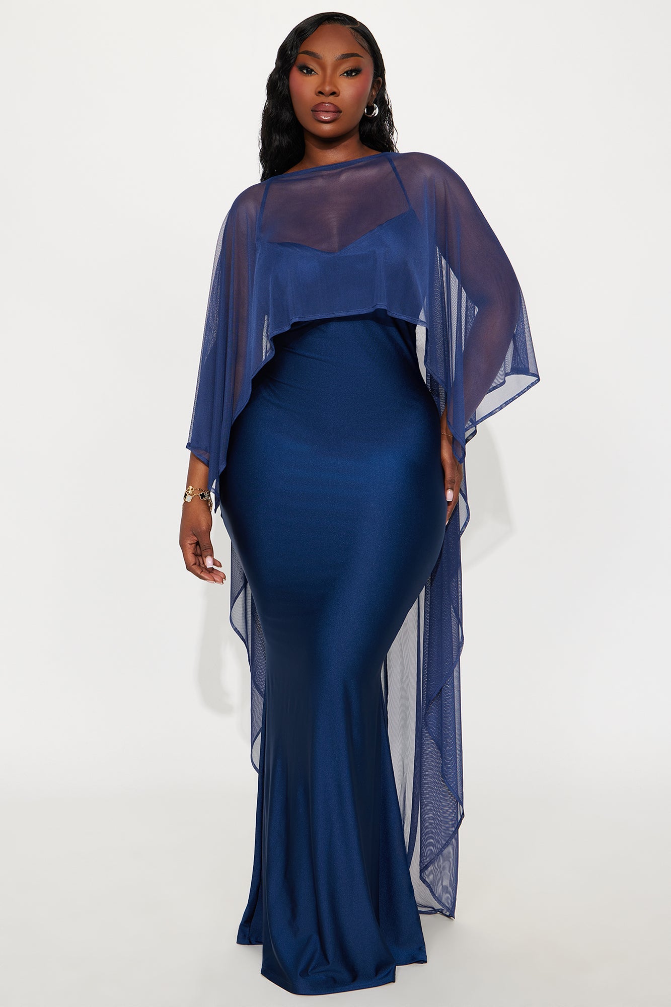 Staying True Satin Maxi Dress - Navy