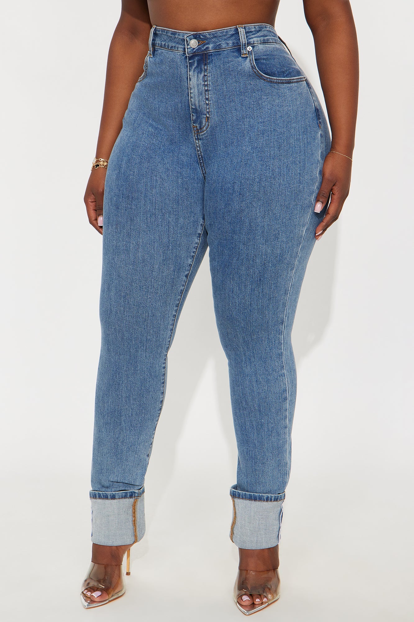 Unforgettable Cuffed Skinny Jeans - Medium Wash