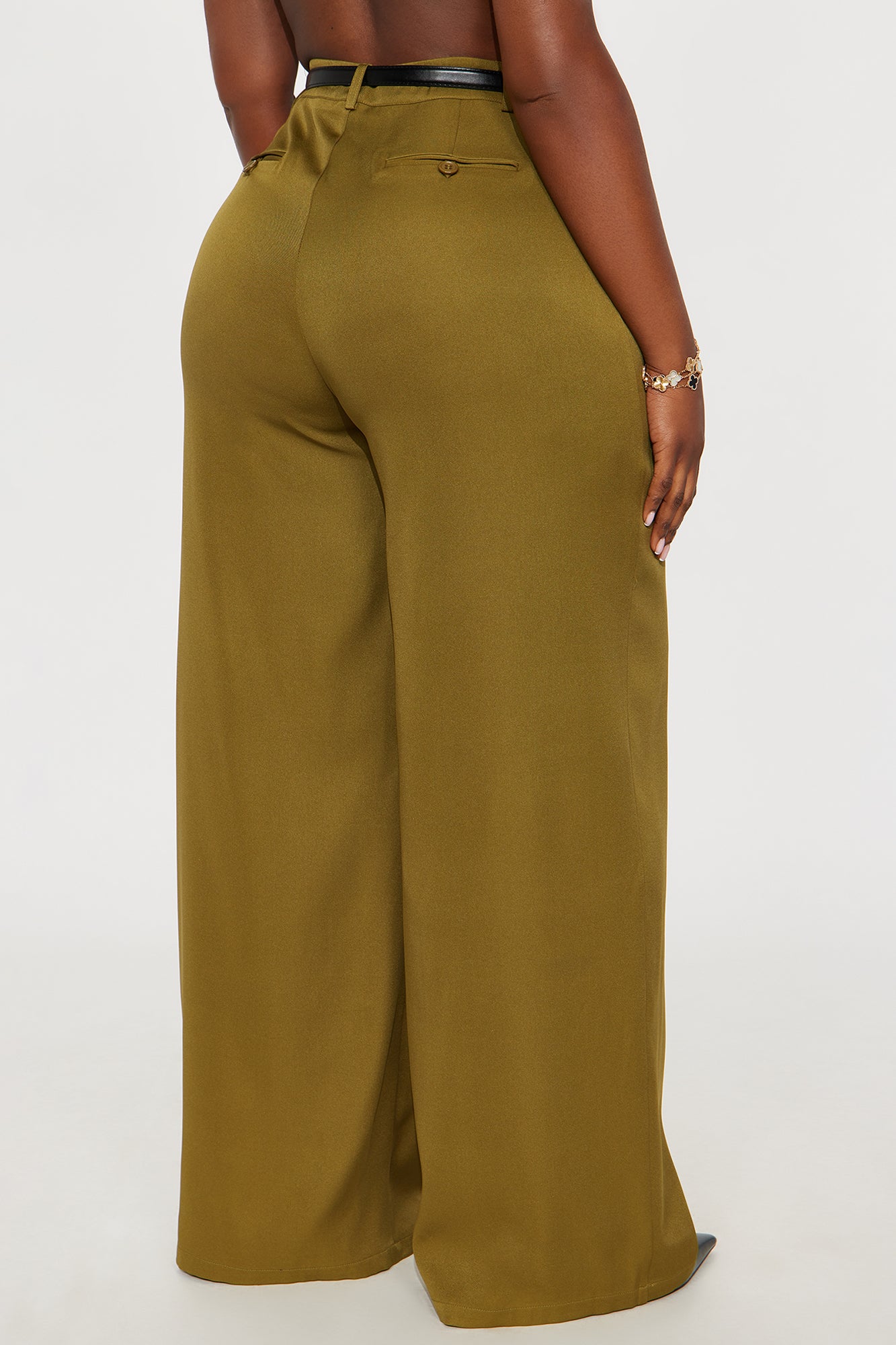 Sloane High Rise Belted Trouser Pant - Olive