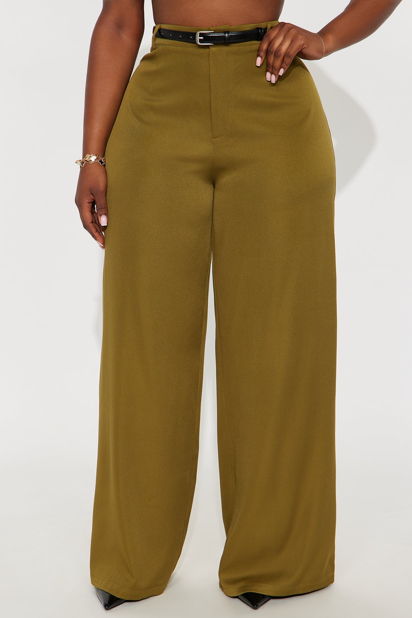Sloane High Rise Belted Trouser Pant - Olive