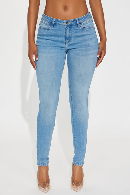 Do My Best Premium Low Waist Skinny Jeans - Light Wash