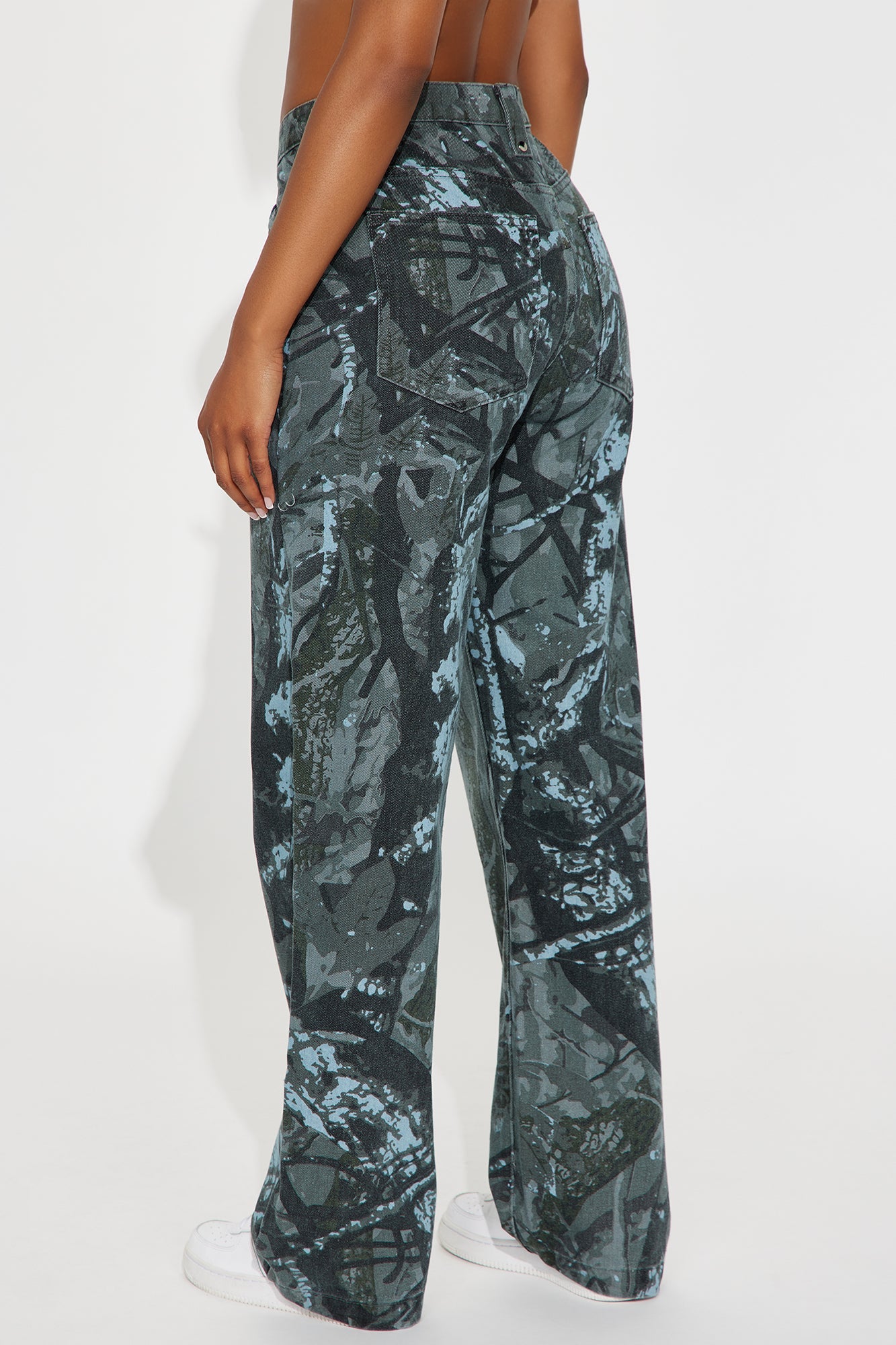 Open Season Straight Leg Jeans - Green/combo