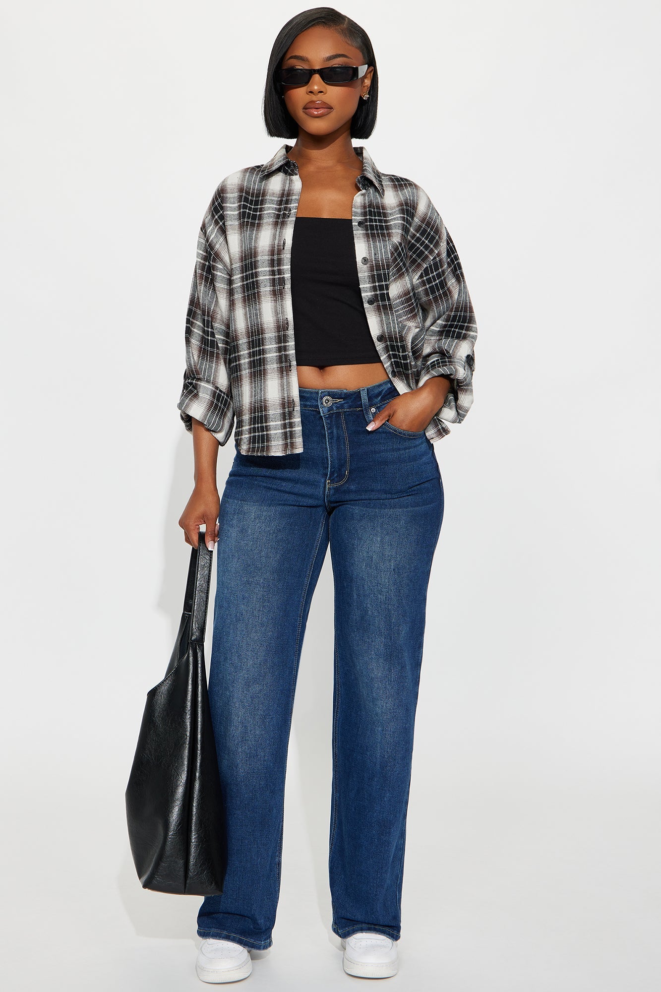Out Here Flannel Plaid Shirt - Black/combo