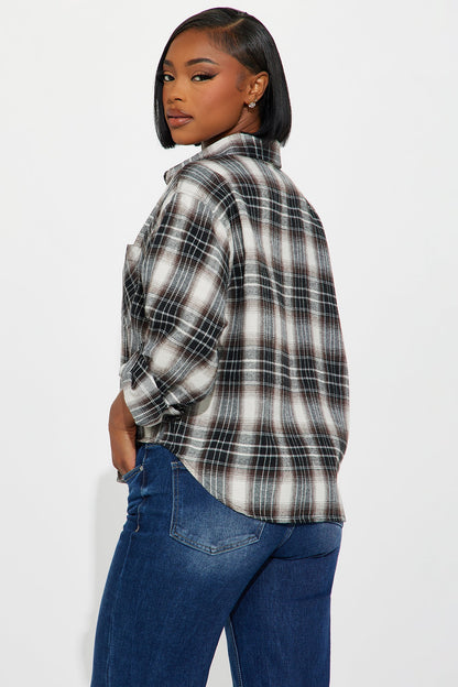 Out Here Flannel Plaid Shirt - Black/combo