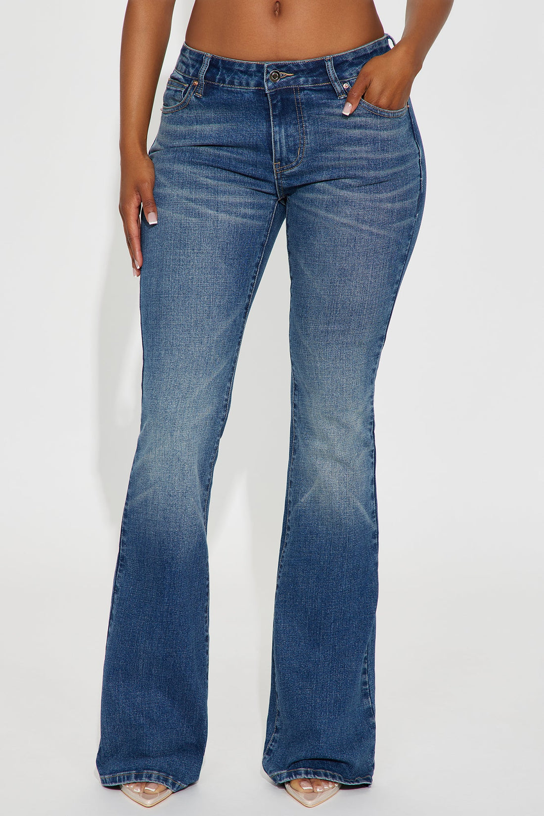 Forever Stretch Low Rise Flare Jeans - Dark Wash