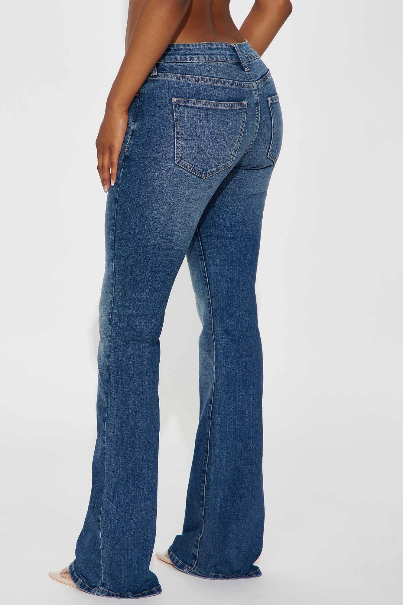 Forever Stretch Low Rise Flare Jeans - Dark Wash